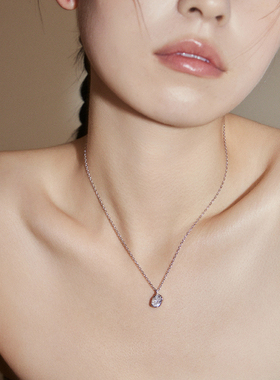 PAUSA ANN s925 春夏不规则椭圆钻冰块通勤简约纯银项链