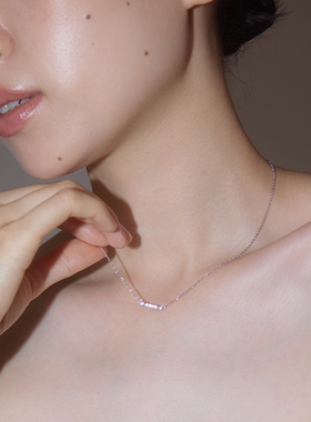 PAUSA ANN s925 法式精致迷你蜂窝镶钻横条通勤轻奢项链锁骨链