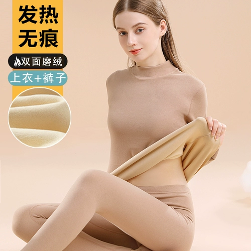 Удерживающее тепло нижнее белье, бархатный комплект, флисовое хлопковое термобелье, базовый зимний свитер, увеличенная толщина