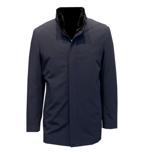 高品水貂内胆可脱卸男士立领尼克服外套简约保暖皮草领佐诺依上衣 - 图3