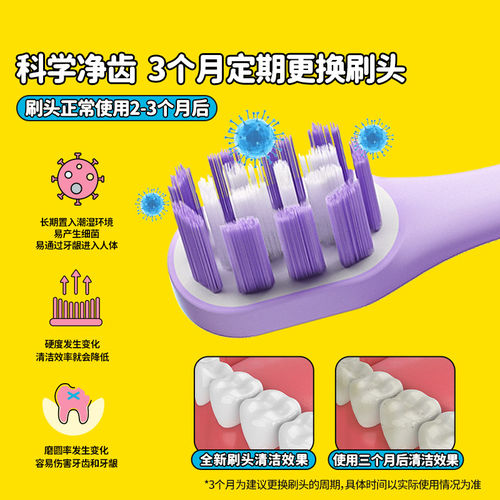 COMBO儿童电动牙刷原装正版细软刷头粉色/蓝色/白色/黄色4支装 - 图2