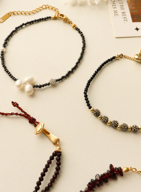 复古时尚精致虎眼石天然淡水珍珠手链轻奢高级感气质百搭手串手饰