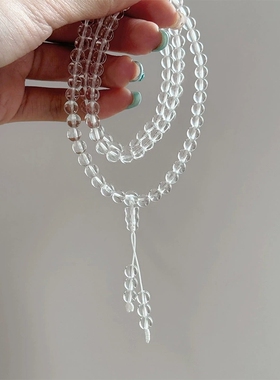 简约清透时尚百搭7a级白水晶手串手链轻奢高级感长款叠戴手持手饰