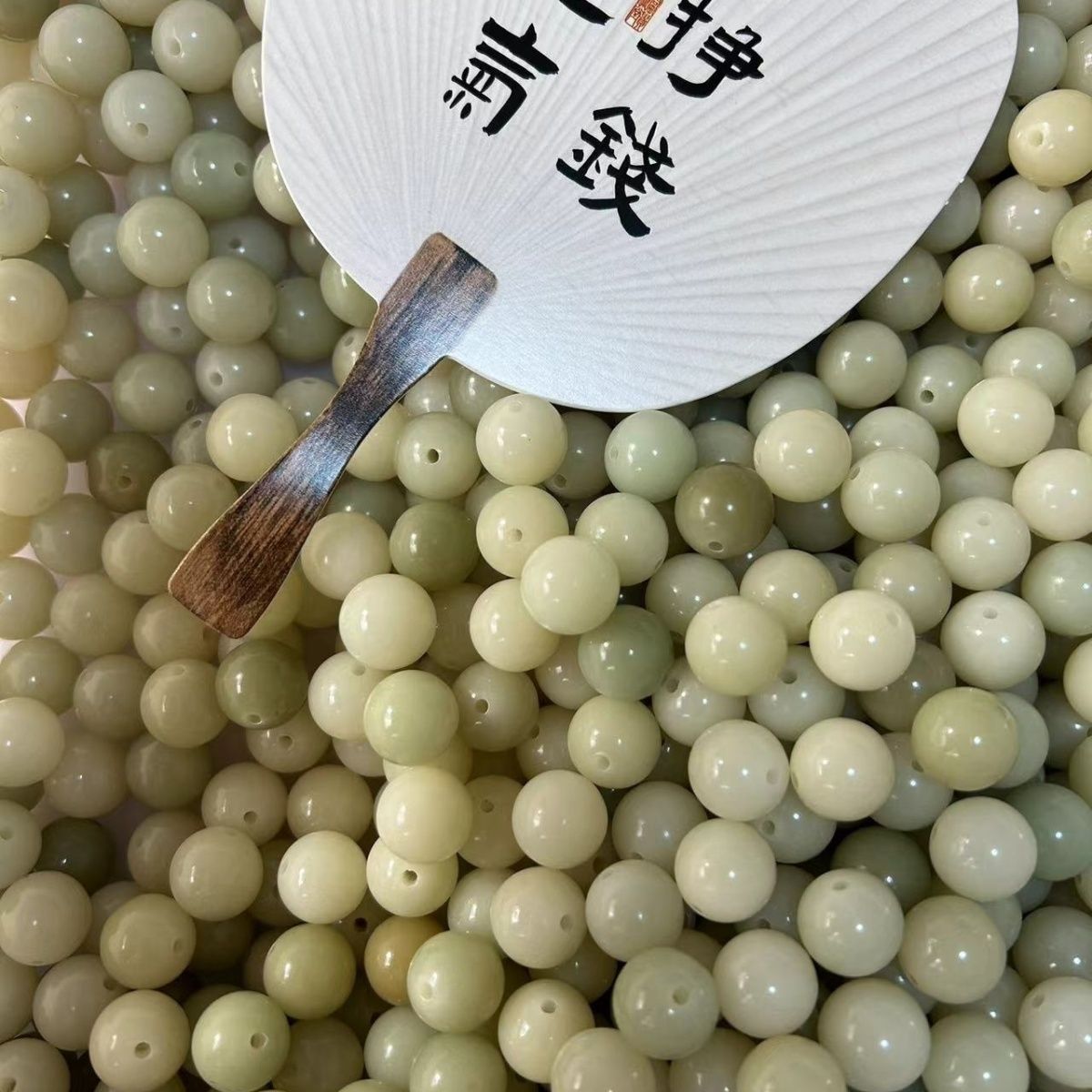 薄荷绿圆珠12mm菩提根散珠文玩绕指柔佛珠念珠解压菩提子高档小众 - 图1