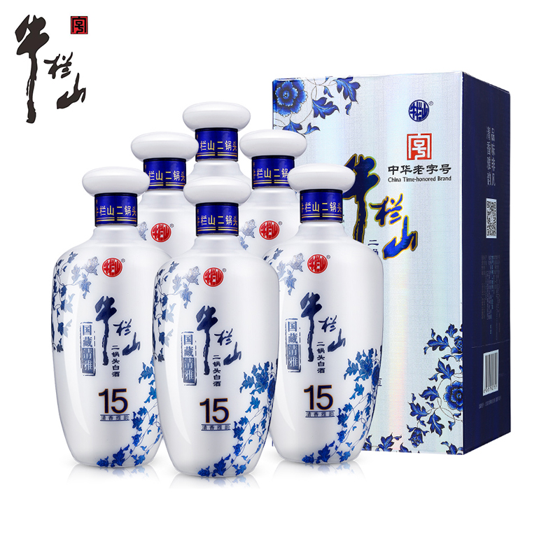 北京牛栏山二锅头42度清雅15白酒整箱450ml*6盒低度牛二包邮