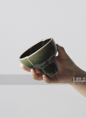 朗美侘寂风创意绿色陶瓷花瓶小桌花会所茶几花艺高级感卫生间摆件