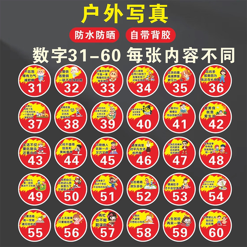 网红餐桌数字贴PVC创意趣味搞笑桌号贴餐桌贴防水防油烧烤店火锅店饭店桌牌号码贴大排档圆形数字编号贴纸 - 图2