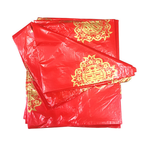 红双喜一次性桌布结婚酒席婚礼加厚红色龙凤双喜字塑料10片装台布 - 图3