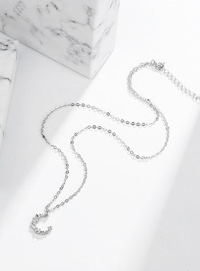 纯银日韩风学生森系百搭月亮项链