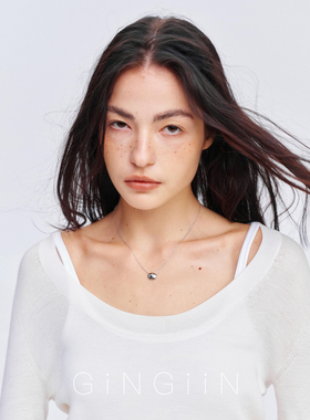 GiNGiiN津津 意大利工艺纯银18k镀金小豆丁项链简约气质毛衣链