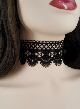 蕾丝项圈脖颈带女脖子饰品宽边蕾丝项链锁骨脖链 chocker项圈颈链