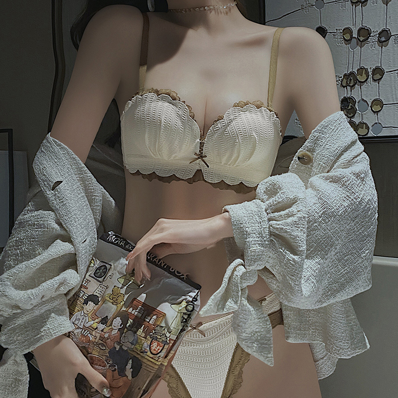 透色内衣旗舰店小胸聚拢内衣少女无钢圈夏季薄款收副乳防下垂调整型平胸文胸套装2