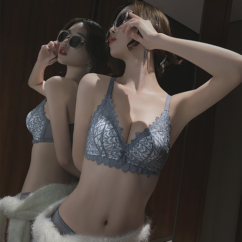 透色内衣旗舰店调整型内衣女小胸聚拢无钢圈收副乳防下垂上托性感惑文胸内裤套装2