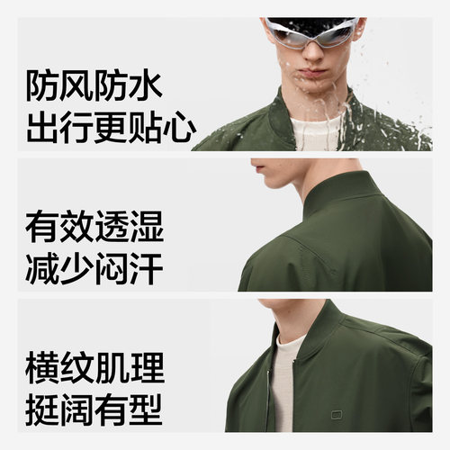 蕉内非常服502Regular男女同款休闲梭织外套运动棒球服飞行员夹克 - 图1