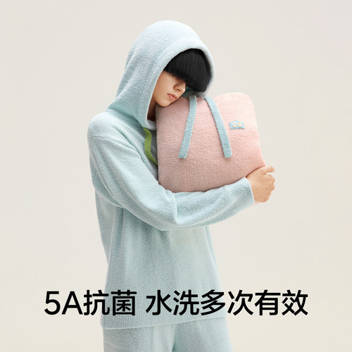 蕉内绒绒500E男女士家居服套装半边绒睡衣长袖裤冬季抑菌连帽情侣 - 图1