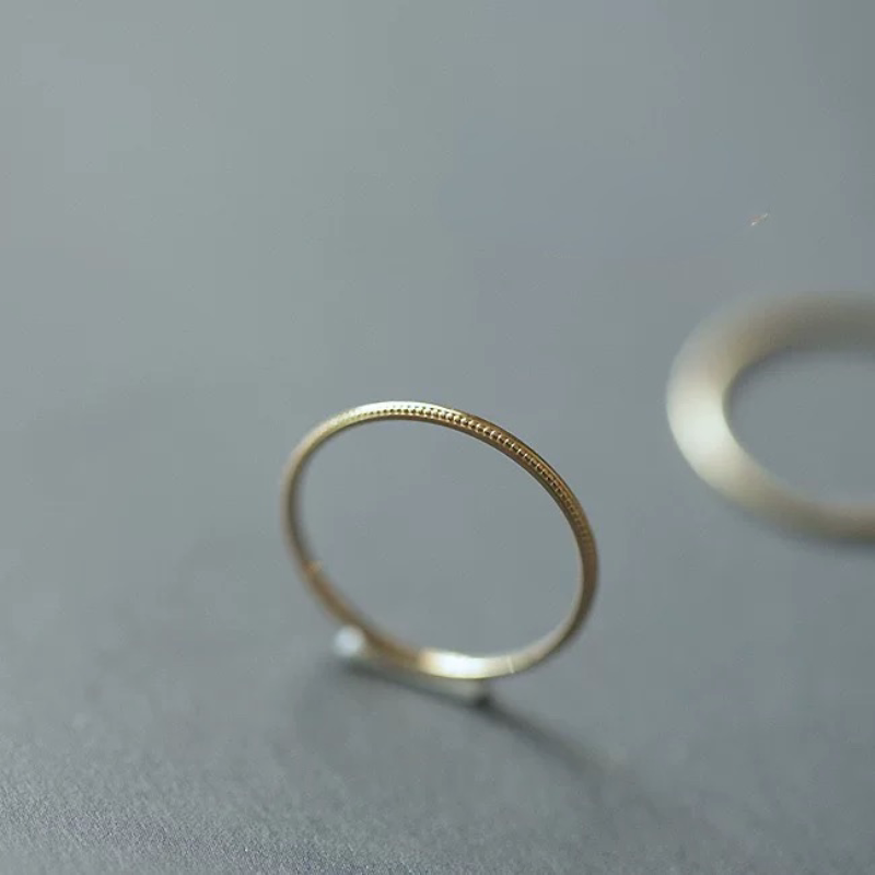 Jing Xiaohong full body S925 sterling silver plated with 14k gold very simple basic stacking ring