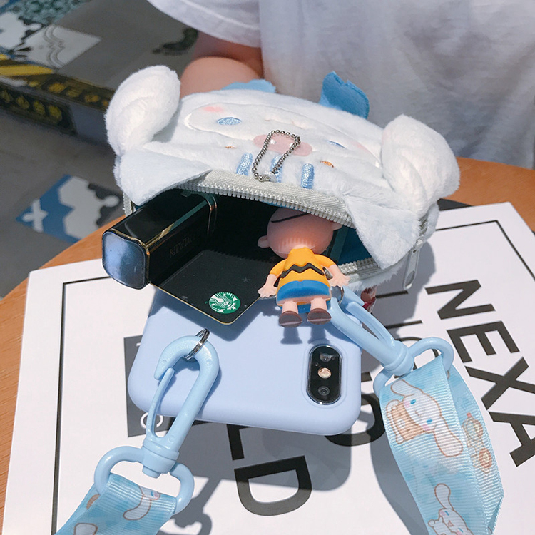 秋冬拉链零钱包适用vivox200手机壳iQOOz9turbo+斜挎背带y300pro挂绳y37毛绒绒y200i/x100卡包s19/y55t毛茸s7 - 图1