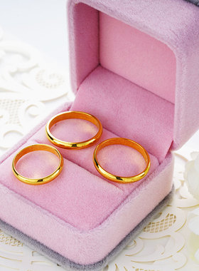 越南沙金情侣戒指男女镀24k金光