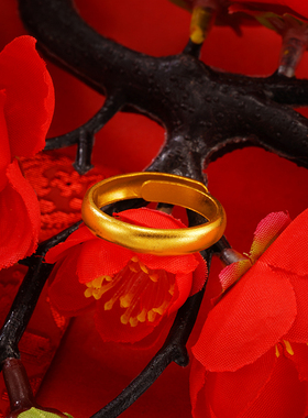 越南沙金纯色戒指开口指环可调节