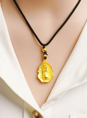 沙金一叶貔貅挂坠项链弥勒佛