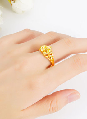 网红同款欧币风越南沙金大气戒指