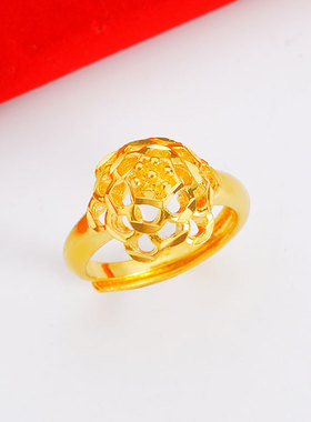 欧币风三层花朵新娘结婚开口戒指