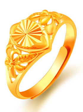 首饰女镀18k车花百搭久掉色戒指