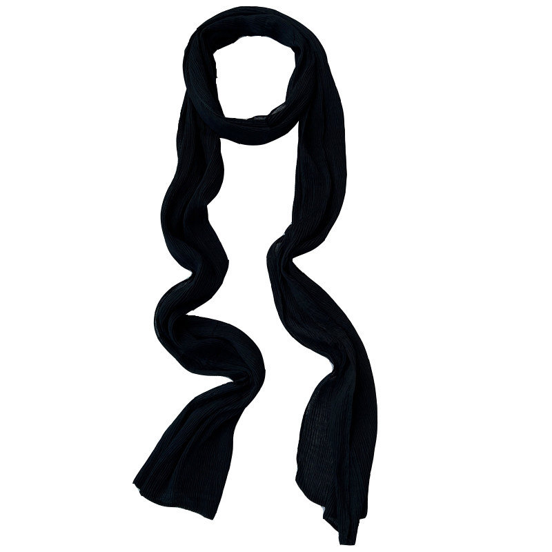 夏季新款窄细长条黑色围巾女薄款棉麻百搭褶皱加长款装饰春秋丝巾,淘宝优惠券,粉丝福利购,淘宝优惠卷
