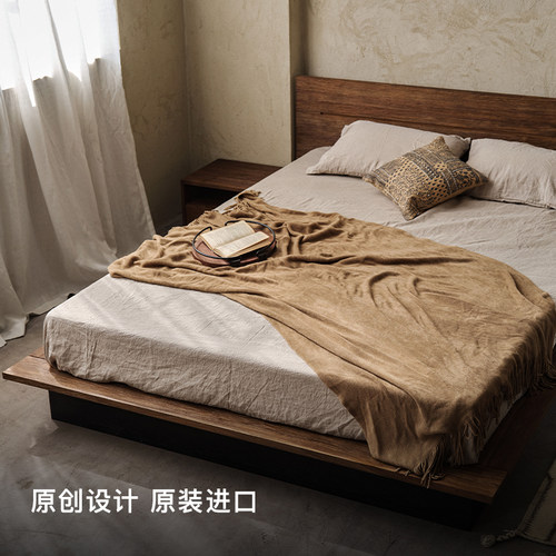 Mountain Living进口柚木家具纯实木床主卧大床架1米8复古中古风 - 图2