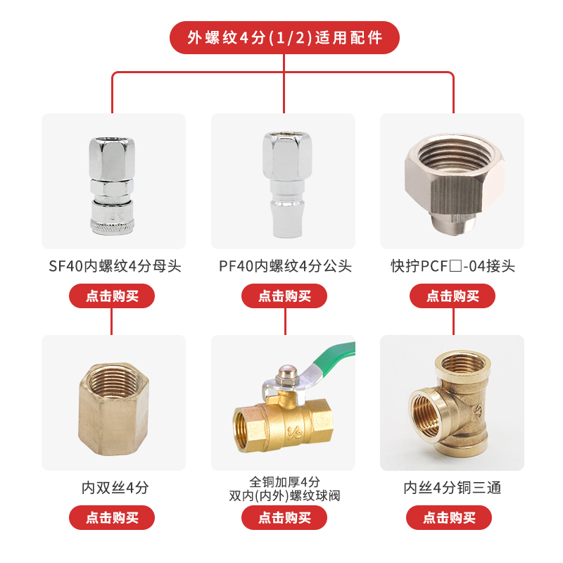 气管接头锁母直通铜镀镍快拧直接KLC/PC6-01 8-02 10-03 12-04 - 图2