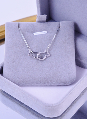 双鱼项链女款S925纯银锁骨链