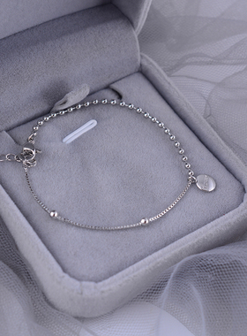 纯银豆豆字母lucky手链女玫瑰金