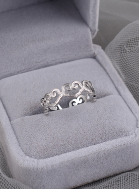 925纯银祥云复古新中式国风戒指女小众民族风指环气质百搭ins刻字
