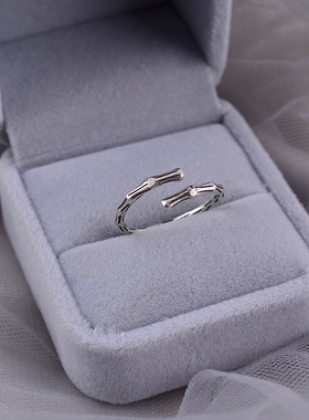 925纯银戒指复古做旧竹节开口