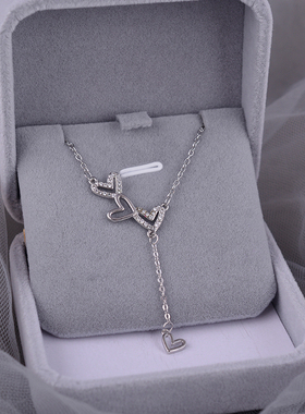 925纯银爱心流苏项链女款2025新款爆款轻奢小众设计锁骨链颈链ins