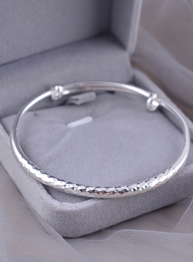 锤纹素圈手镯ins小众设计简约女