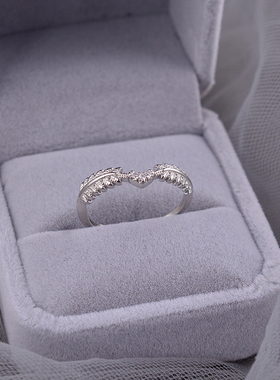 S925纯银戒指小清新风格春之树叶叠戴尾戒女食指戒高级轻奢潮刻字