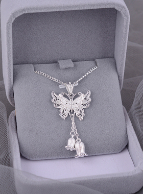 925纯银蝴蝶铃兰项链女生小众轻奢精致锁骨链秋冬温柔显气质颈链