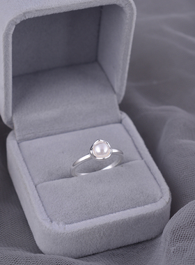 925纯银珍珠戒指食指戒女小众