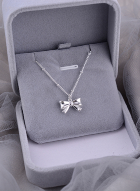 925纯银蝴蝶结项链女生2023年