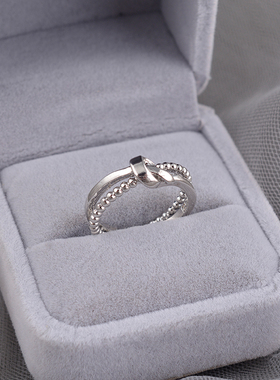 打结戒指925纯银食指戒女小众设计感高级轻奢食指戒2026新款刻字