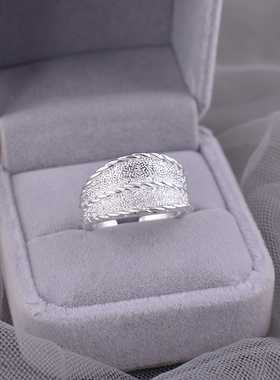 925纯银戒指INS冷淡风重工简约个性不规则面纹理质感食指戒潮刻字