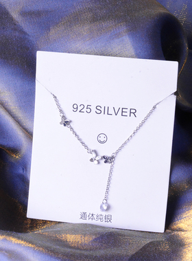 小蝴蝶花朵精致s925纯银通体项链