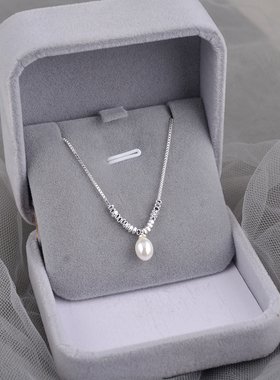 925纯银项链碎银子珍珠吊坠项链女2026新款爆款高级锁骨链ins刻字