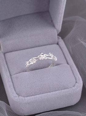 925纯银双层花朵戒指2024年新款