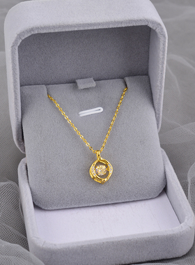 925纯银灵动的心镂空锆石项链女2025新款高级锁骨链轻奢颈链刻字