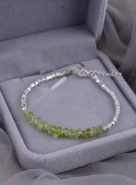 925纯银手链绿葡萄碎银子冷淡风