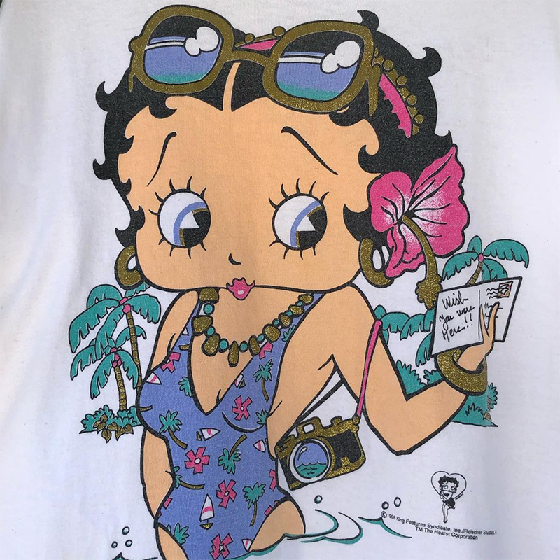 复古怀旧8090年代贝蒂小姐BettyBoop卡通动漫男女短袖美式潮流T恤 - 图0