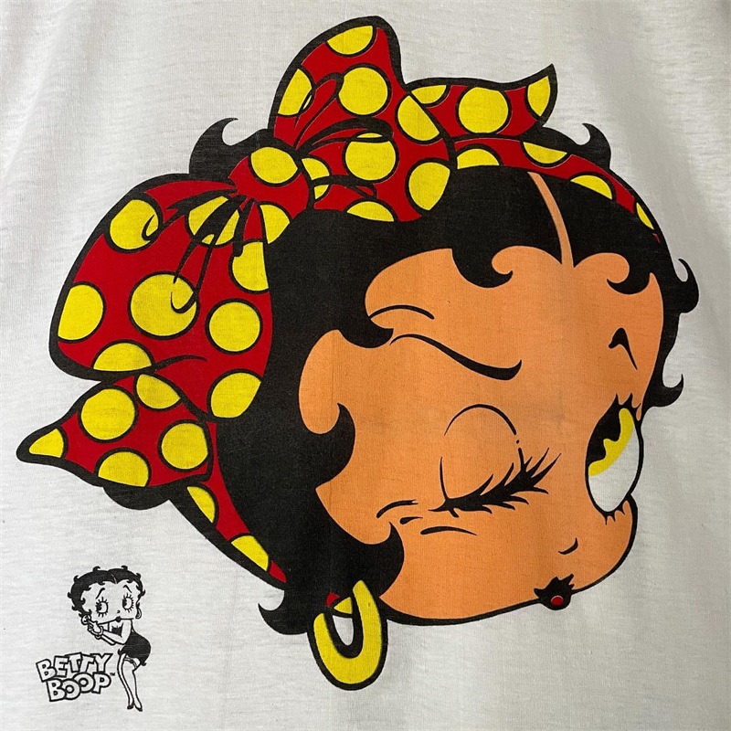 Betty Boop贝蒂娃娃小姐大头短袖vintage阿美咔叽美式复古男女T恤-图0