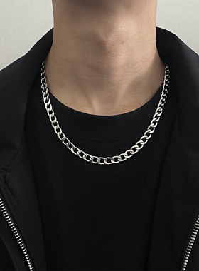 古巴链钛钢项链男款粗款